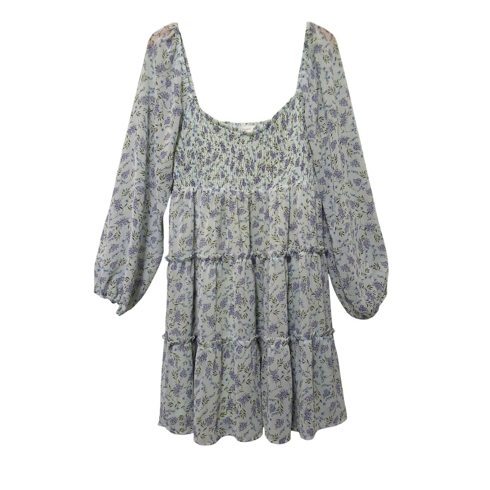 Altar State Jasmine Floral‎ Smocked Tiered Mini Dress Sz L Babydoll